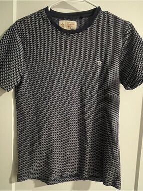 Original Penguin Navy and White Patterned Crew Neck Tee